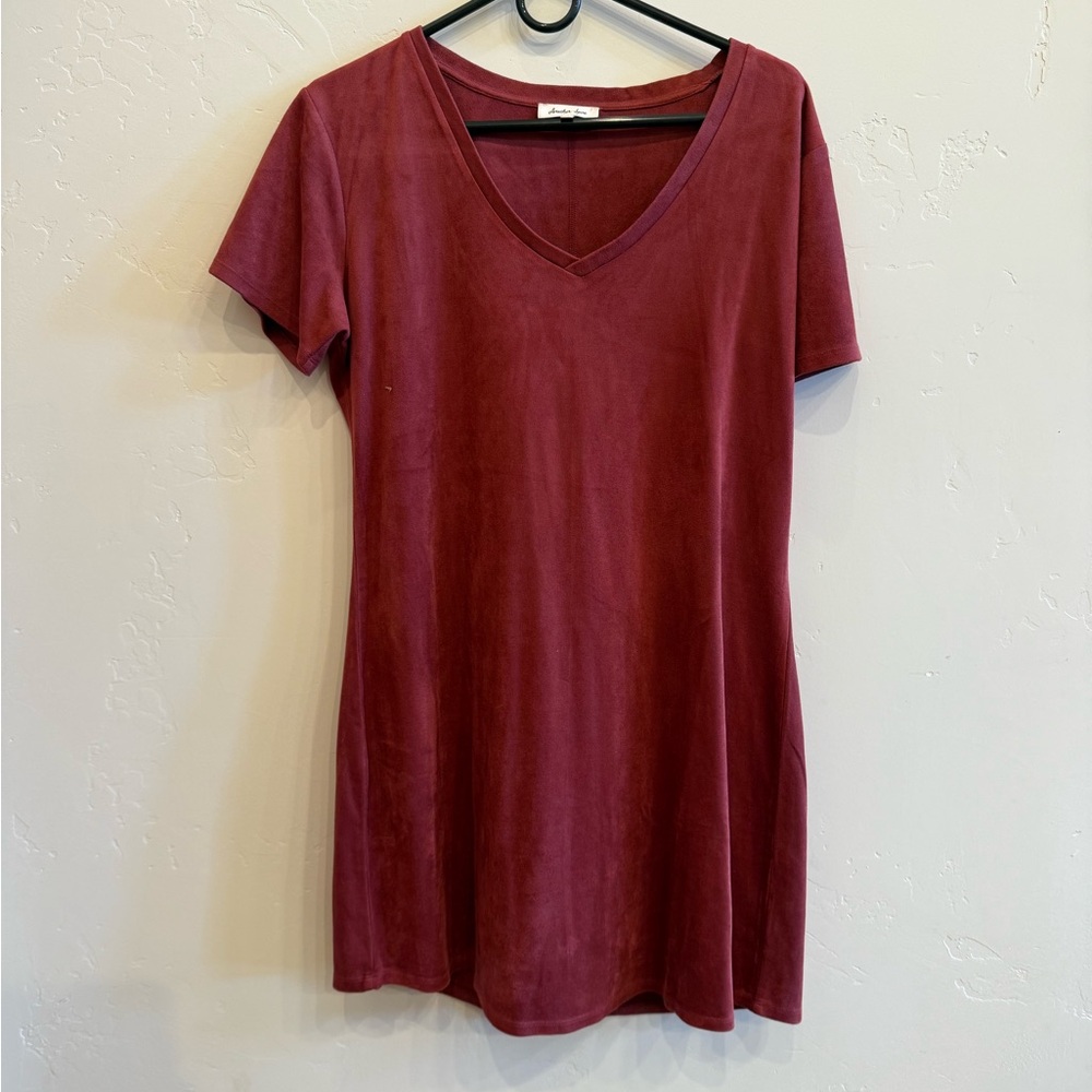Another Love Burgundy V-Neck Midi Dress